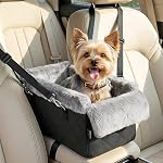 Sièges de voiture pour chiens pour petits chiens, siège de voiture de ConsoleCenter avec antidérapant et un soutien fort, lit d'animal portable anti-effondrement pour chiots avec ceinture de sécurité de coussin doux, petits chiens et chats sous 12 LBS, brun
