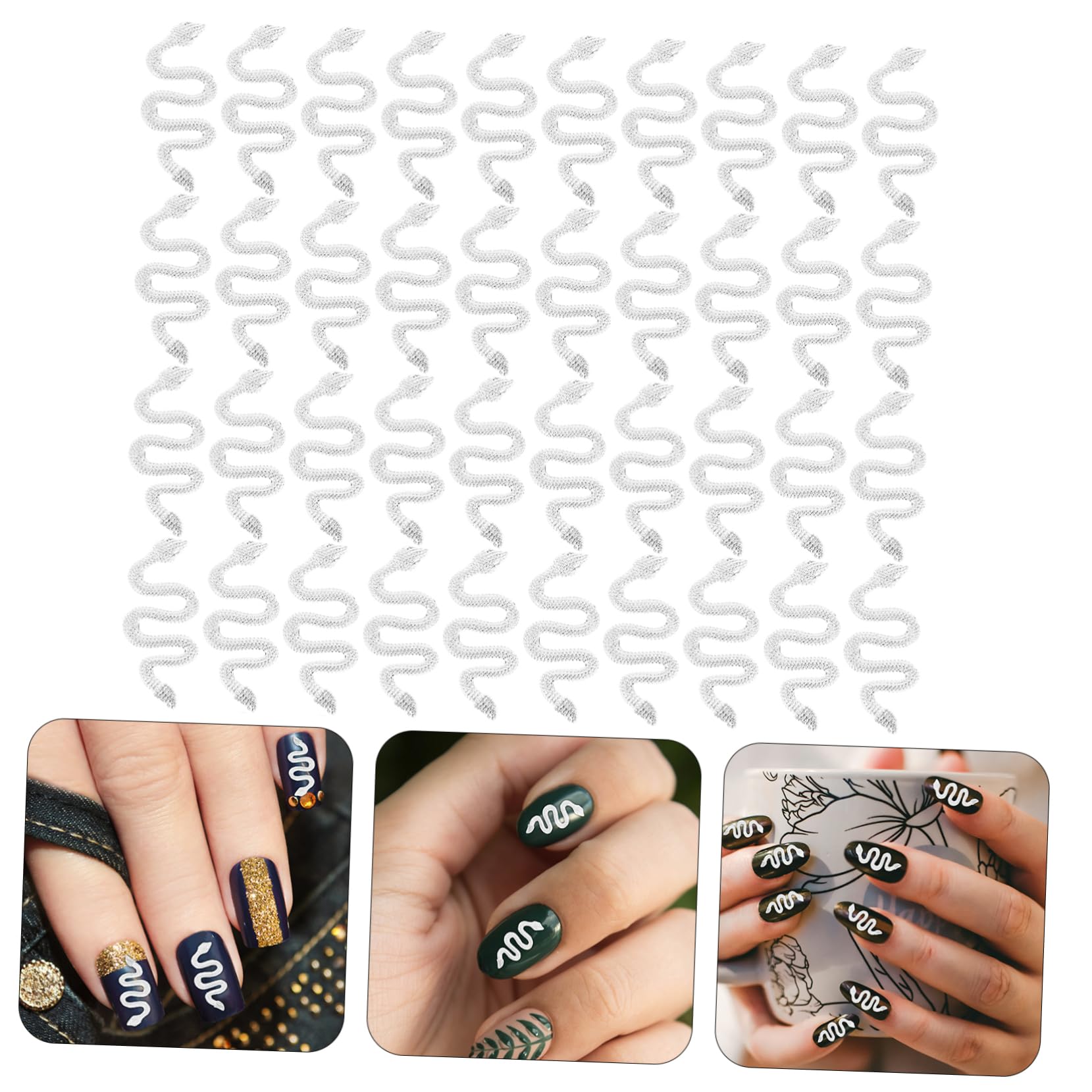 minkissy 4 Set 3d Serpente Nail Art Charms Forma Di Serpente Nail Charm Decorazione Unghie Charm Serpente Per Unghie Acriliche 50 Pz * 4