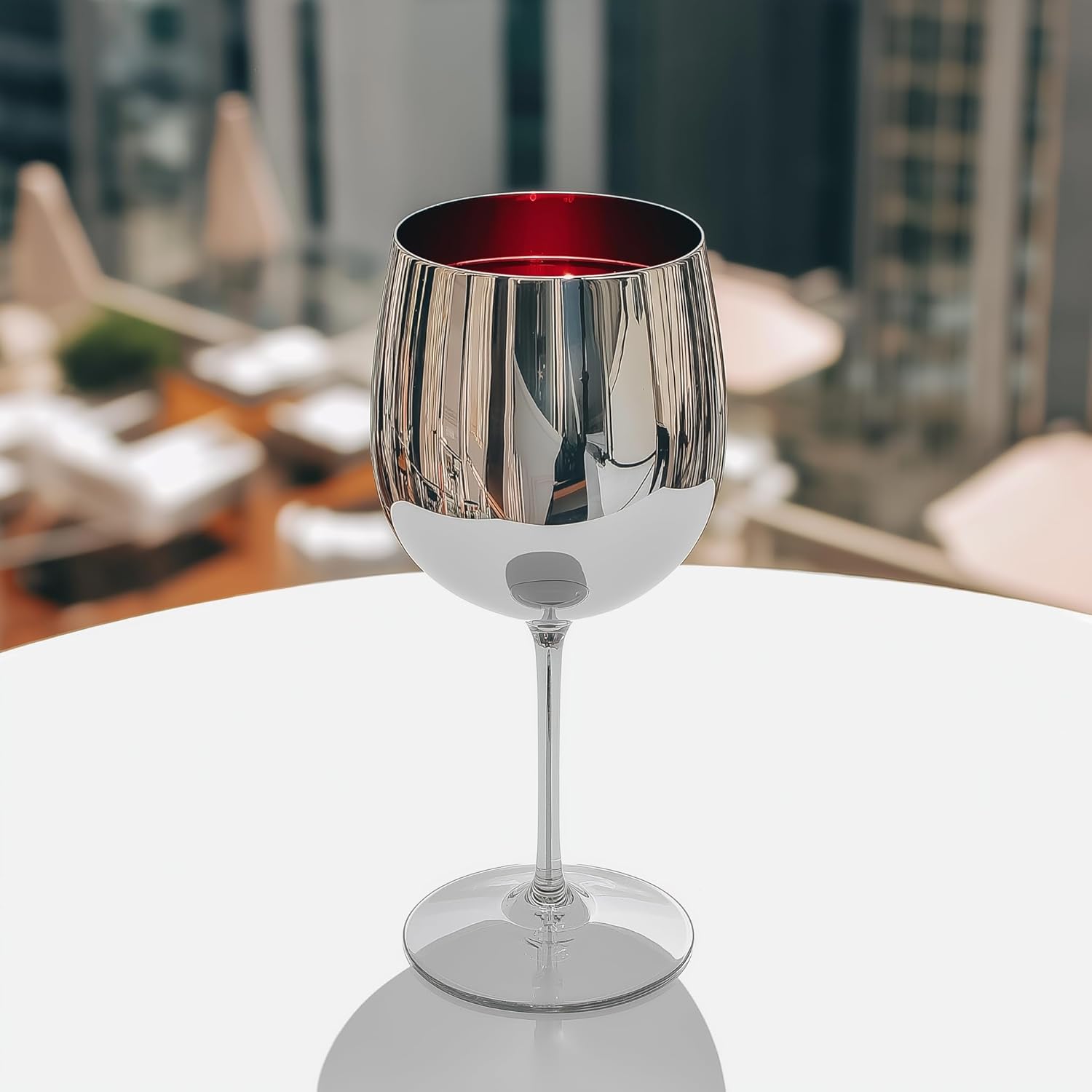 K&K Home Silver Stainless Steel Unbreakable Wine Glasses - 18 oz - Set of 2 Colored, Stemmed Metal Wine Glasses Perfect for Outdoors, Weddings, and Parties (Silver, Set of 2) - Image 5