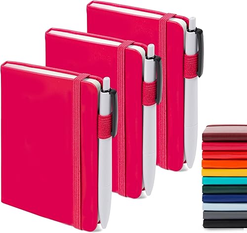 feela Paquete de 3 cuadernos pequeños de bolsillo, mini bloc de notas lindo bloc de notas de tapa dura con rayas universitarias con soporte para