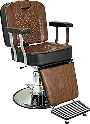 Cadeira Hidraulica Reclinavel De Barbeiro e Salão Paloma (Marrom Capra/preto)