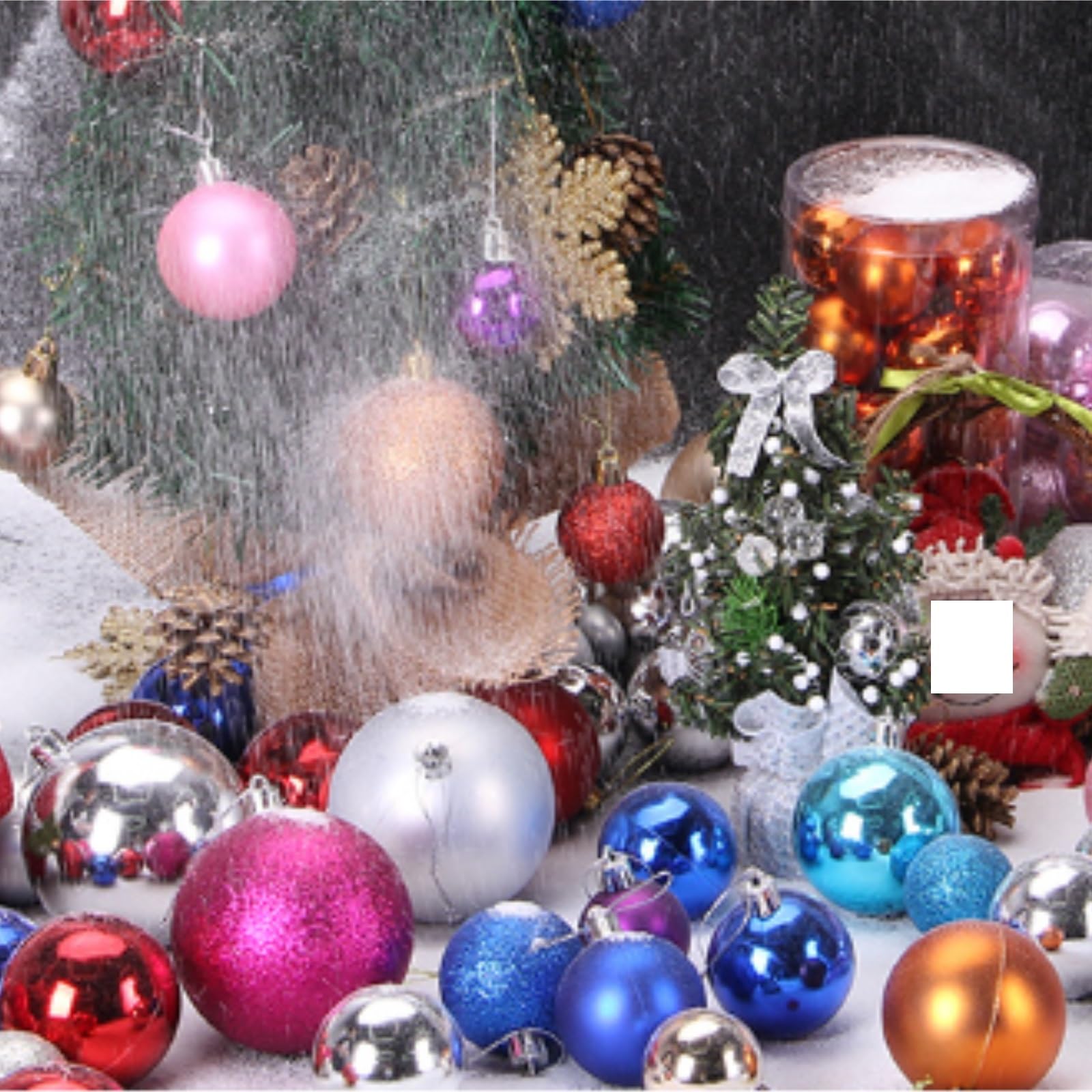 Weihnachtskugeln Christbaumschmuck Aus Kunststoff, 8 cm Durchmesser, Mit 24 Kugeln Weihnachtsdeko,Christbaumkugel(Blue)