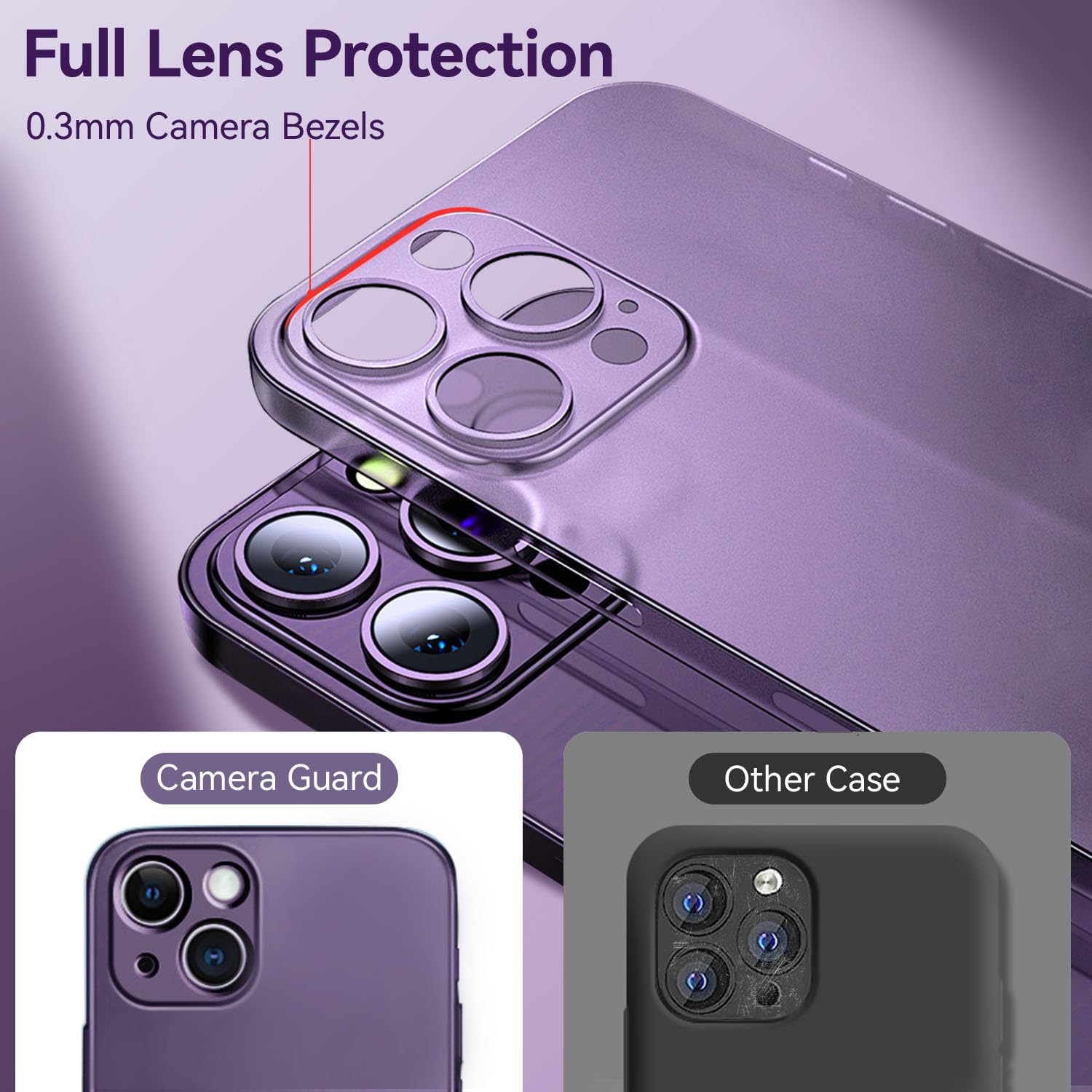 QLTYPRI Custodia ultra sottile per iPhone 13 Pro Max con copertura completa della fotocamera, trasparente opaca, sottile, leggera, in morbido silicone
