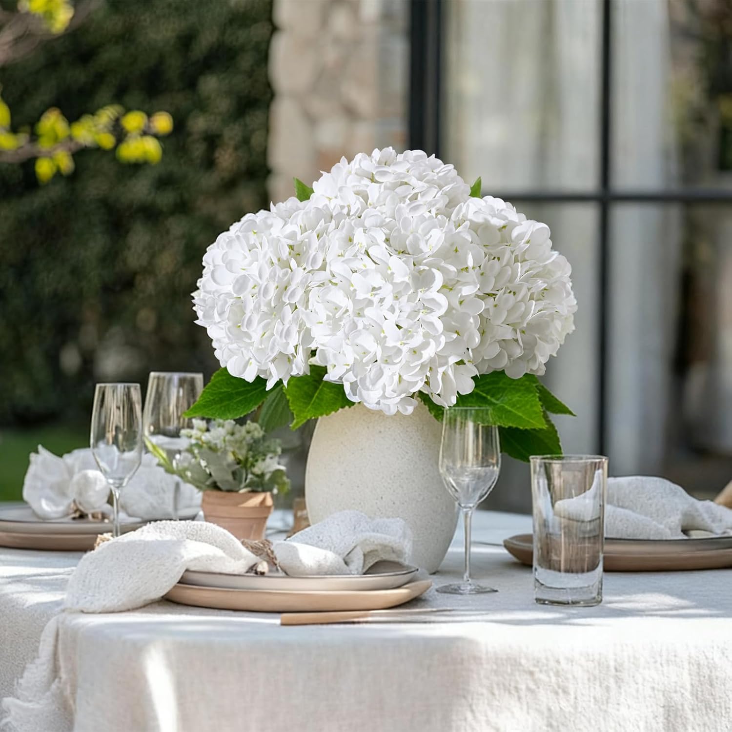 4Pcs Realistic White Hydrangea Artificial Flowers with Stems 19.68 Inch Latex Faux Hydrangeas Flower Real Touch Large Hydrangea for Weddings Bouquets Table Office Centerpieces Home Decor Party - Image 7