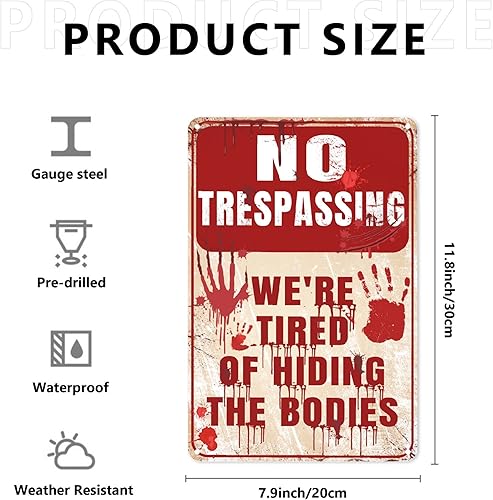Miniatura 3 de Letrero de metal con texto en inglés "No Trespassinging" para decoración de pared, divertidos con texto en inglés "We're Tired of Hiding The