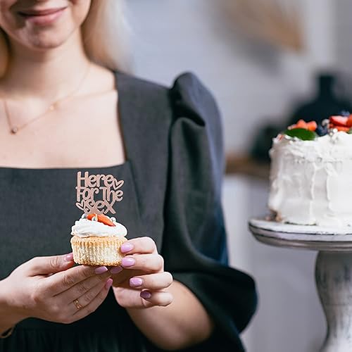 Miniatura 6 de Rsstarxi Paquete de 24 decoraciones para cupcakes con purpurina para revelación de género, para baby shower, niños, decoración de pastel de