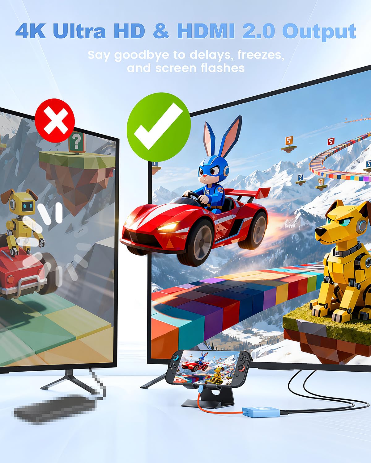 3-in-1 Switch 2 Dock, Bemkiru Portable Travel Dock Accessories for Nintendo Switch 2/1/OLED/ROG Ally/Legion GO, Switch 2 Docking Station TV Adapter with HDMI 4K@60Hz, USB 3.2 and PD 100W