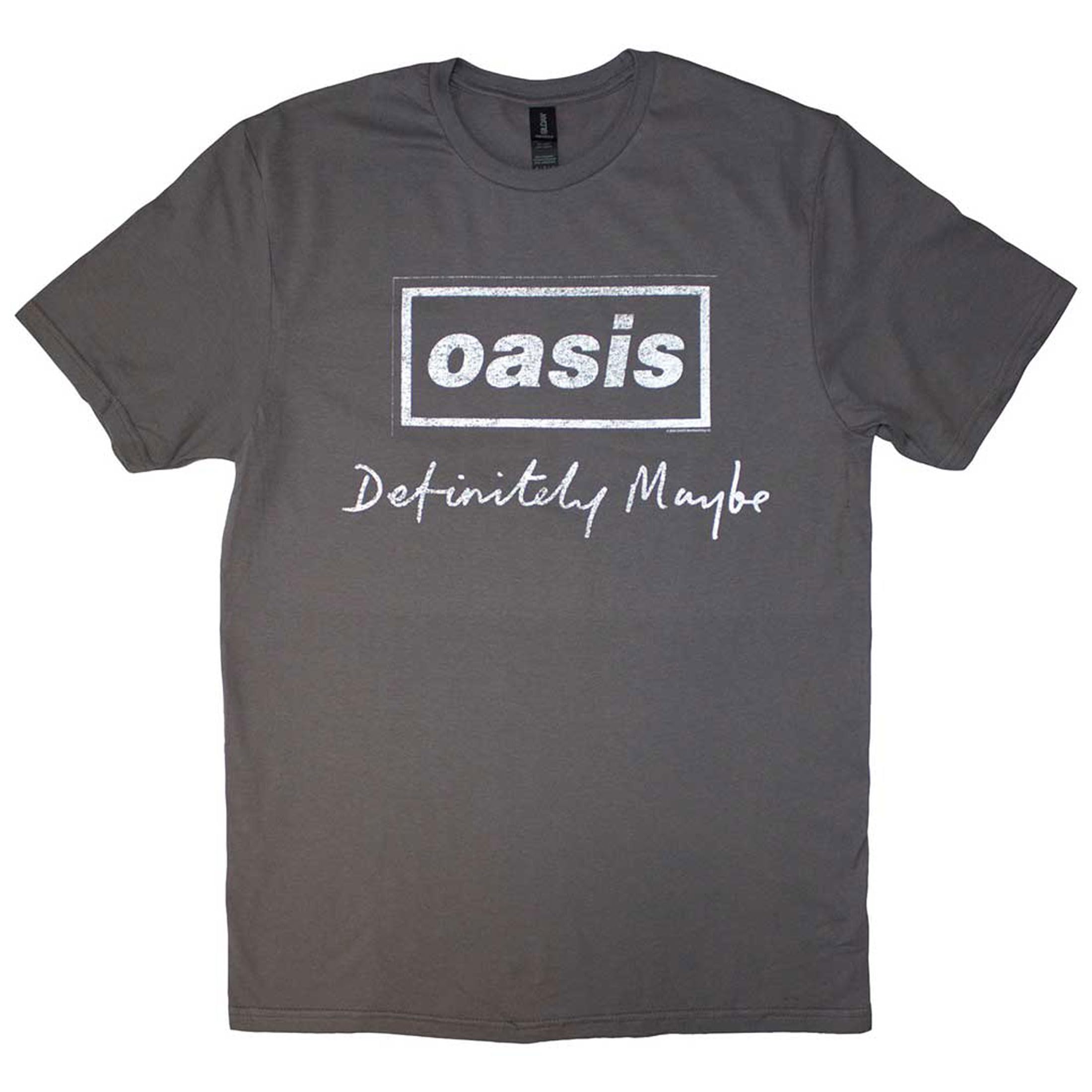 Oasis Definitely Maybe Distressed Text T Shirt