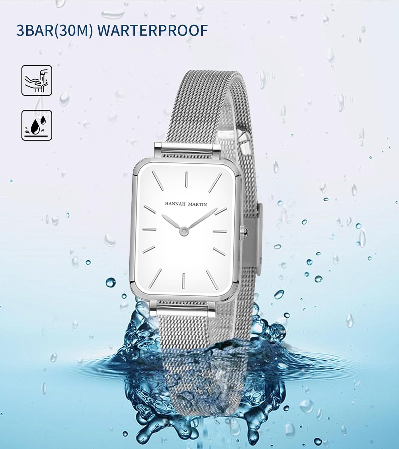 HANNAH MARTIN Watches for Women Waterproof Ladies Analog Quartz Wrist Watches Stainless Steel Band Fashion Dainty Female Watch Luxury Bracelet Diamond - Image 5