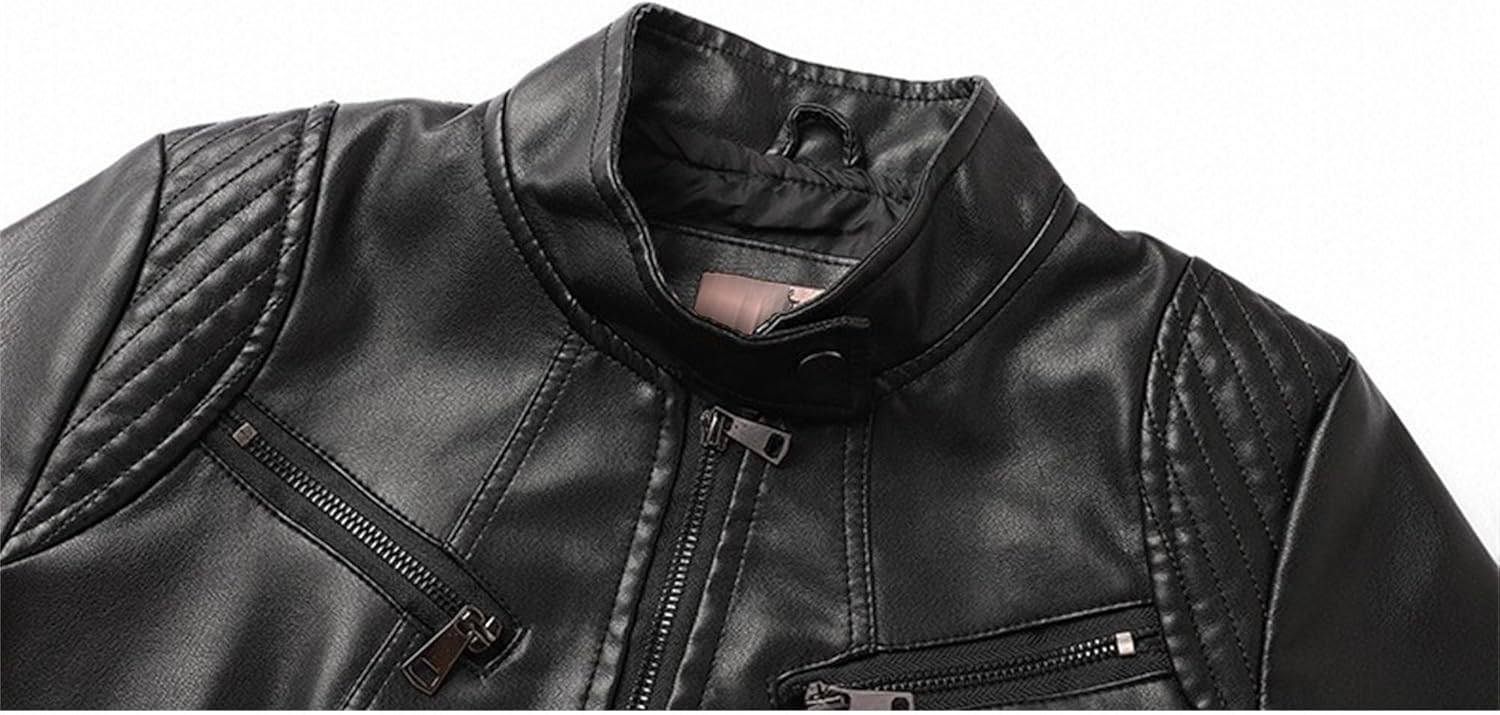 Women's Lightweight Slim Fit Moto Biker Coat Faux Leather Stand Collar Coat Jacket Fashion Casual Fall Outerwear (Black,6X-Large)