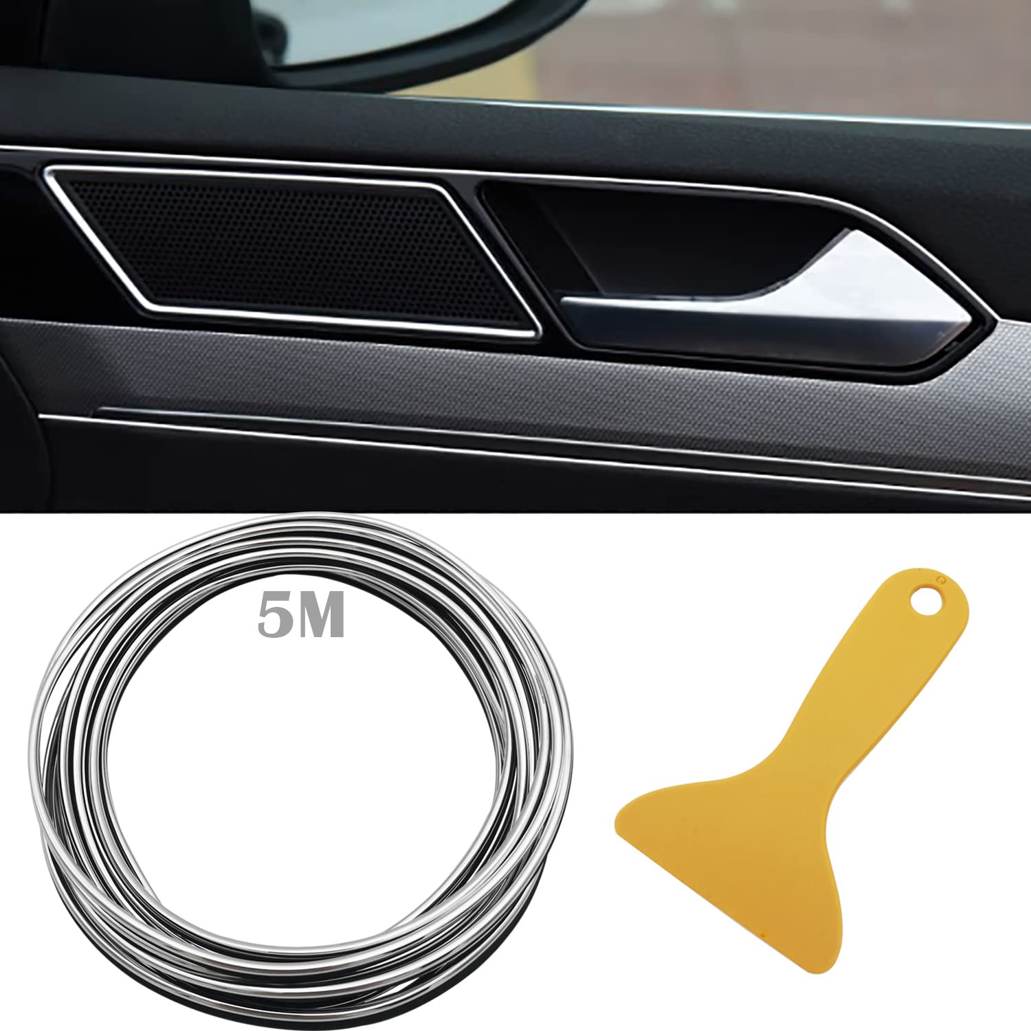 TOEECY Striscia Decorativa Auto 10m Modanatura Flessibile Cromo