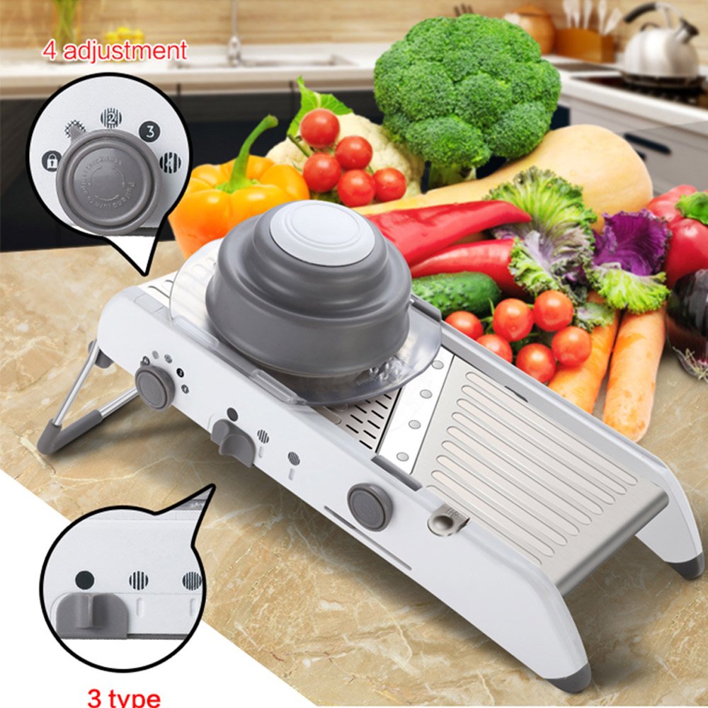Cortadora manual de acero inoxidable con hoja ajustable para verduras y cebolla para patatas