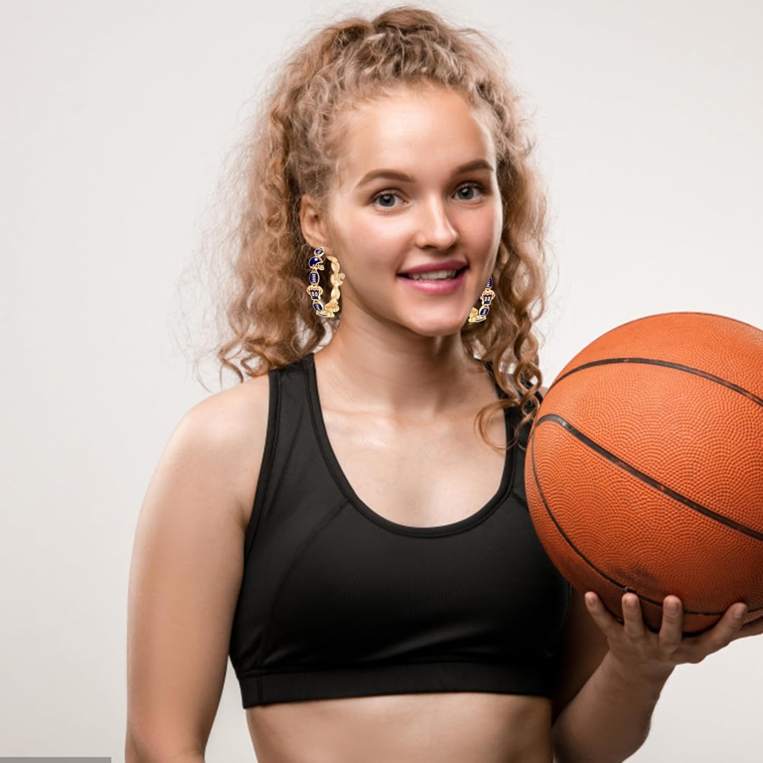 Football Earrings for Women Helmet Jersey Hoop Earrings Game Day Earrings Football Sport Team Hoop Earrings Red Blue Spirit Field Day Accessories Outfits Football Mom Gifts - Image 2