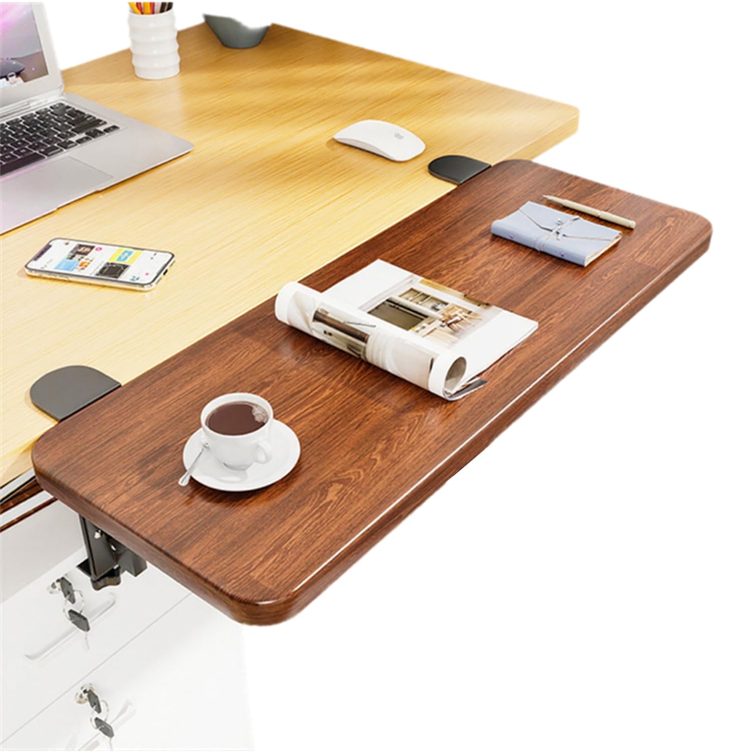 Ergonomische Computer-Schreibtisch-Verlängerungsplatte, Braun | Ergonomisch, Montage ohne Bohren, Klemmbefestigung an der Tastaturablage, Für Zuhause und Büro