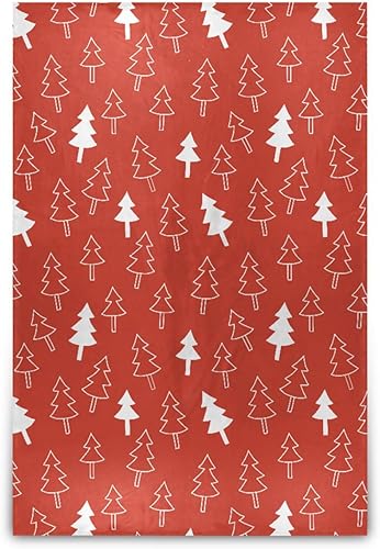 KLL Manta de microfibra de primavera de 60 x 90 pulgadas, diseño de árbol de Navidad, color rojo, para oficina, sofá, dormitorio