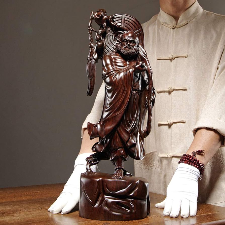 Amazon｜達磨大師立像「武」 高級天然木彫り達磨像 木製仏像