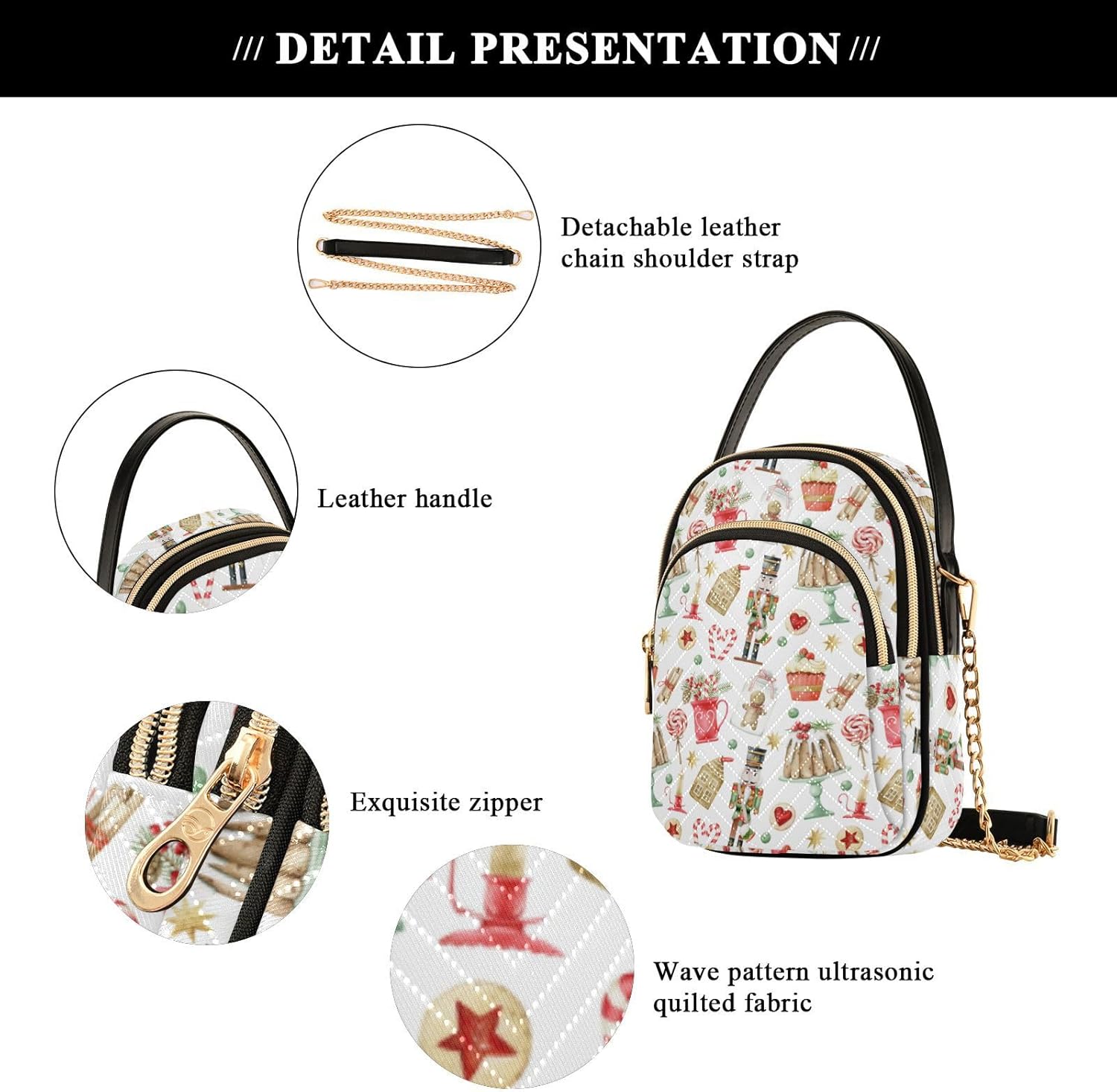Holiday Festive Cell Phone Purse Crossbody Handbag Durable Shoulder Bag Travel Pouch - Image 6