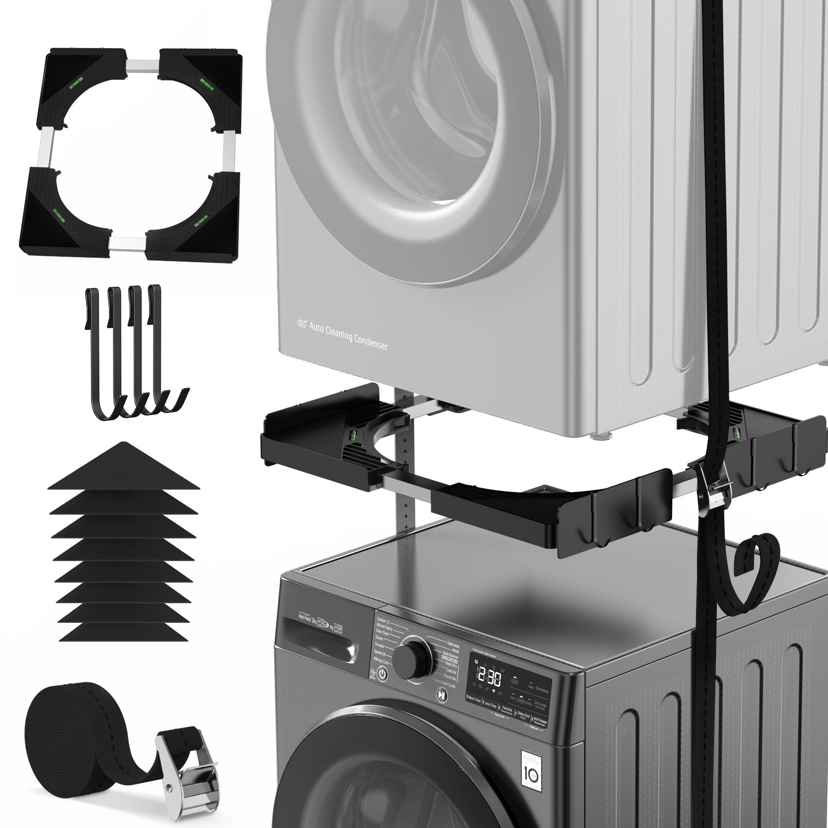 WUSY Ultra-thin Universal Stacking Kit for Washer and Dryer(Black)