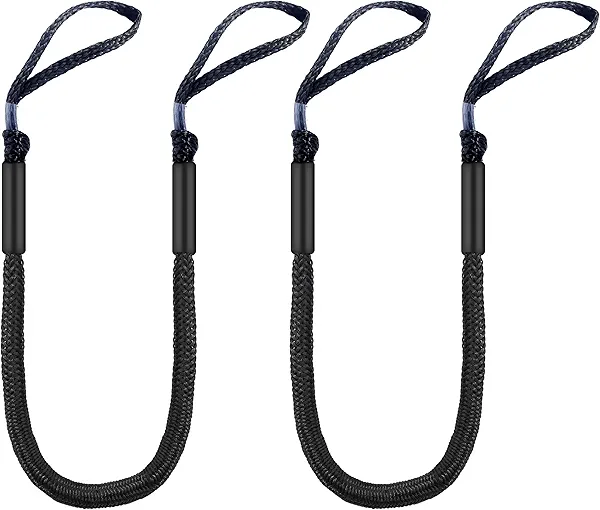 SCGFPOE 4ft Bungee Dock Lines for Boat 2 Pack – Tangle-Free Shock Absorbing Mooring Ropes for Boat, Jet Ski, Pontoon, Kayak (Black)