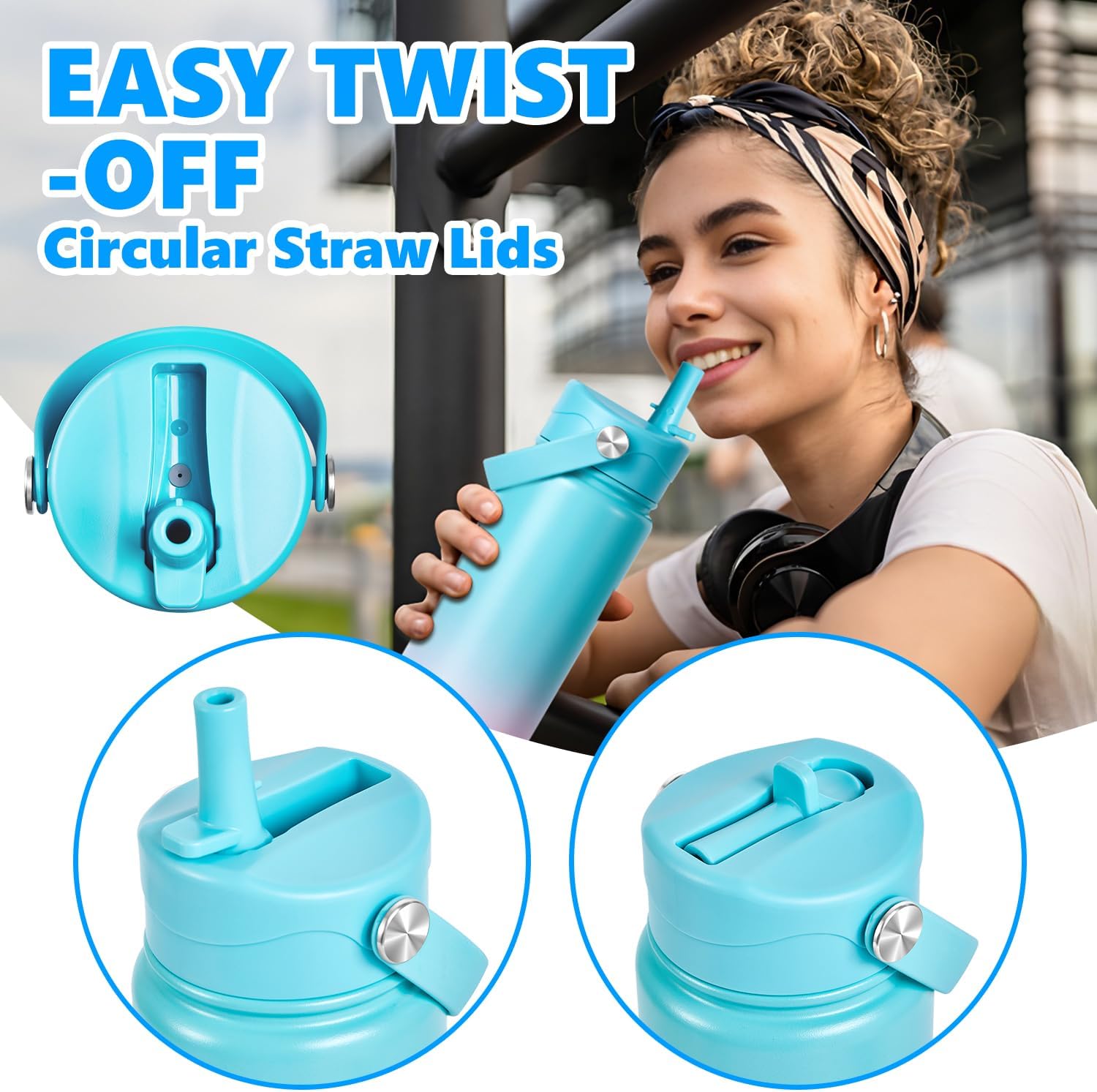 Insulated Water Bottle with Lid & Boot & Stickers, 32 oz image 4