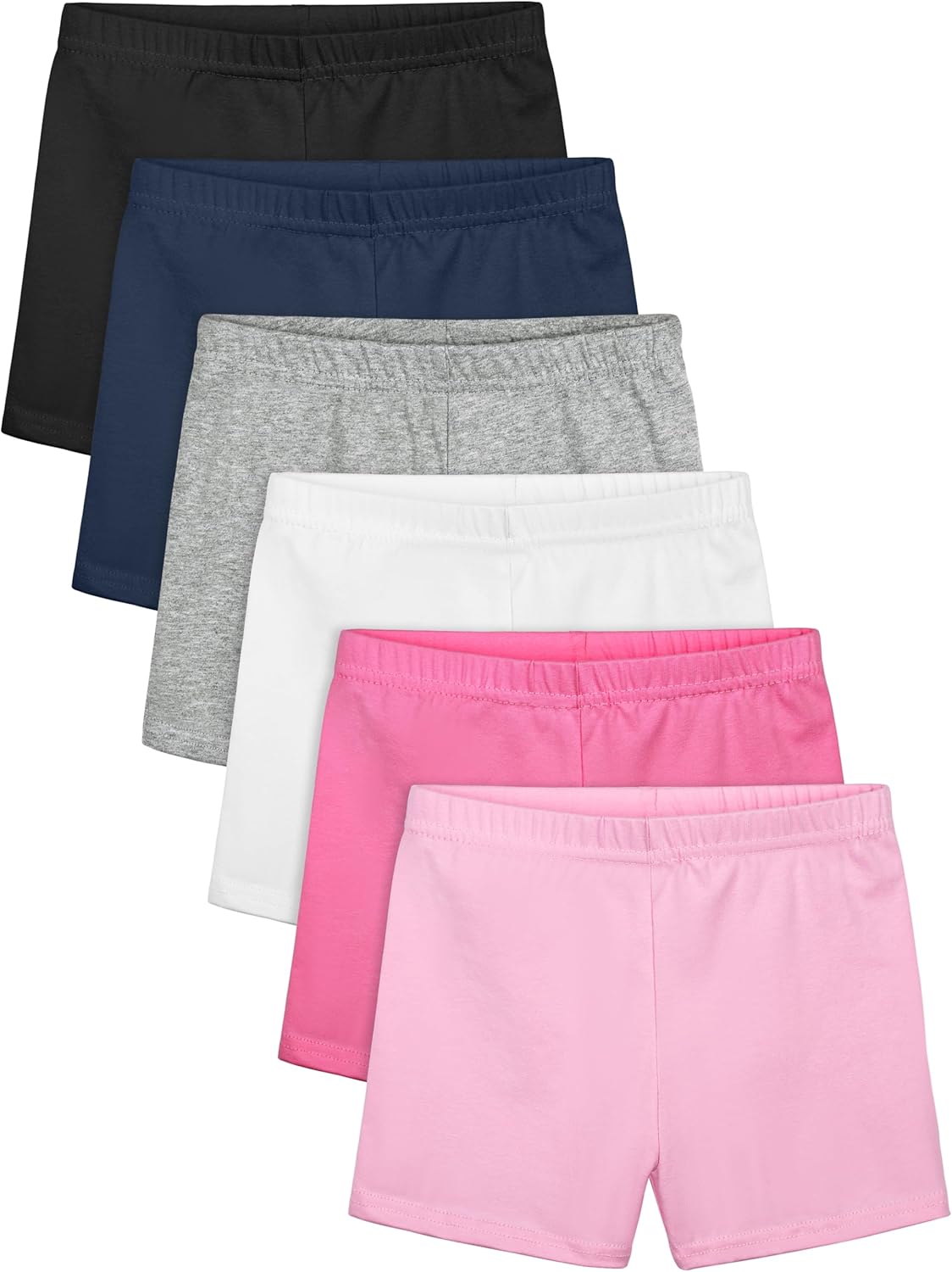 Ruisita 6 Pack Girls Cotton Biker Cartwheel Shorts Kids Safety Under Dress Dance Shorts 5-6 Years White,gray,pink,hot Pink,navy,black