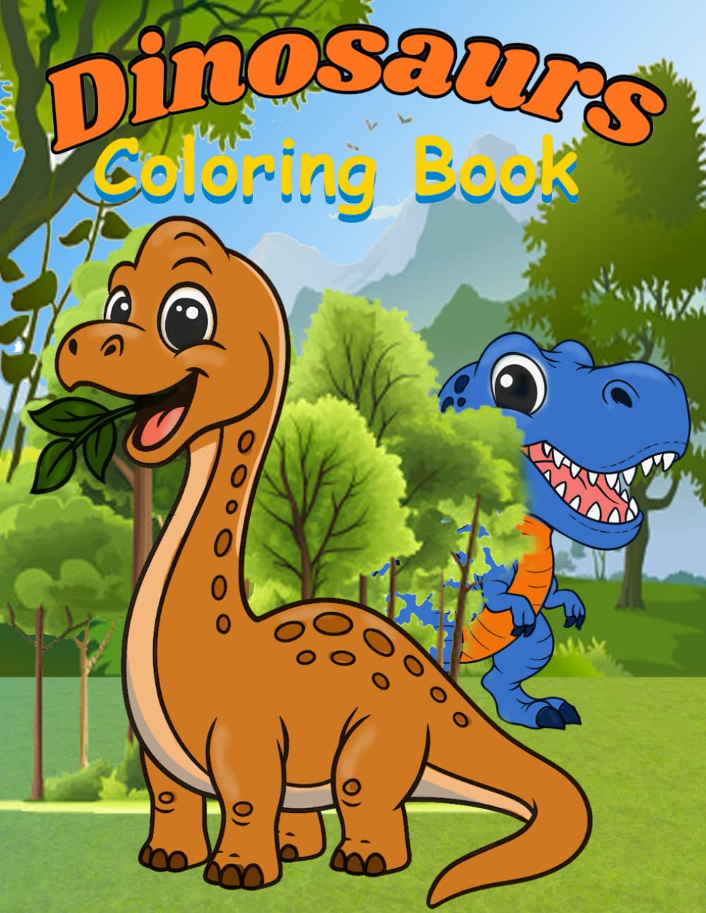 Dinosaurs Coloring Book: This coloring book for kids features a variety of dinosaurs in cute, friendly designs for children to color. It's perfect for children under 8 years old who love dinosaurs.