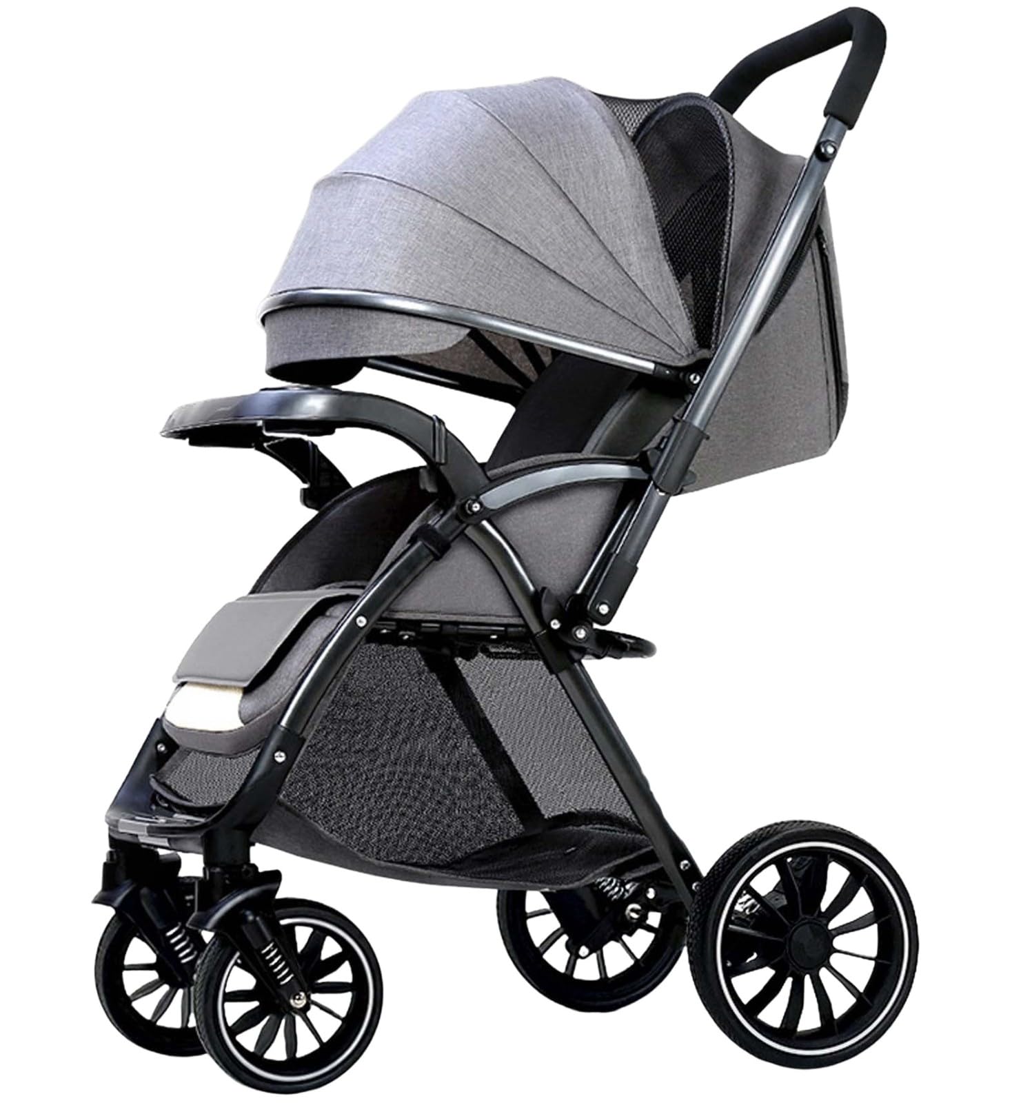 Passeggino pieghevole bidirezionale con ruote grandi, può stare seduto o sdraiato, portatile, con vista dall'alto, 0-3 anni, quattro ruote ammortizzate, passeggino per bambini H,31*54*92CM