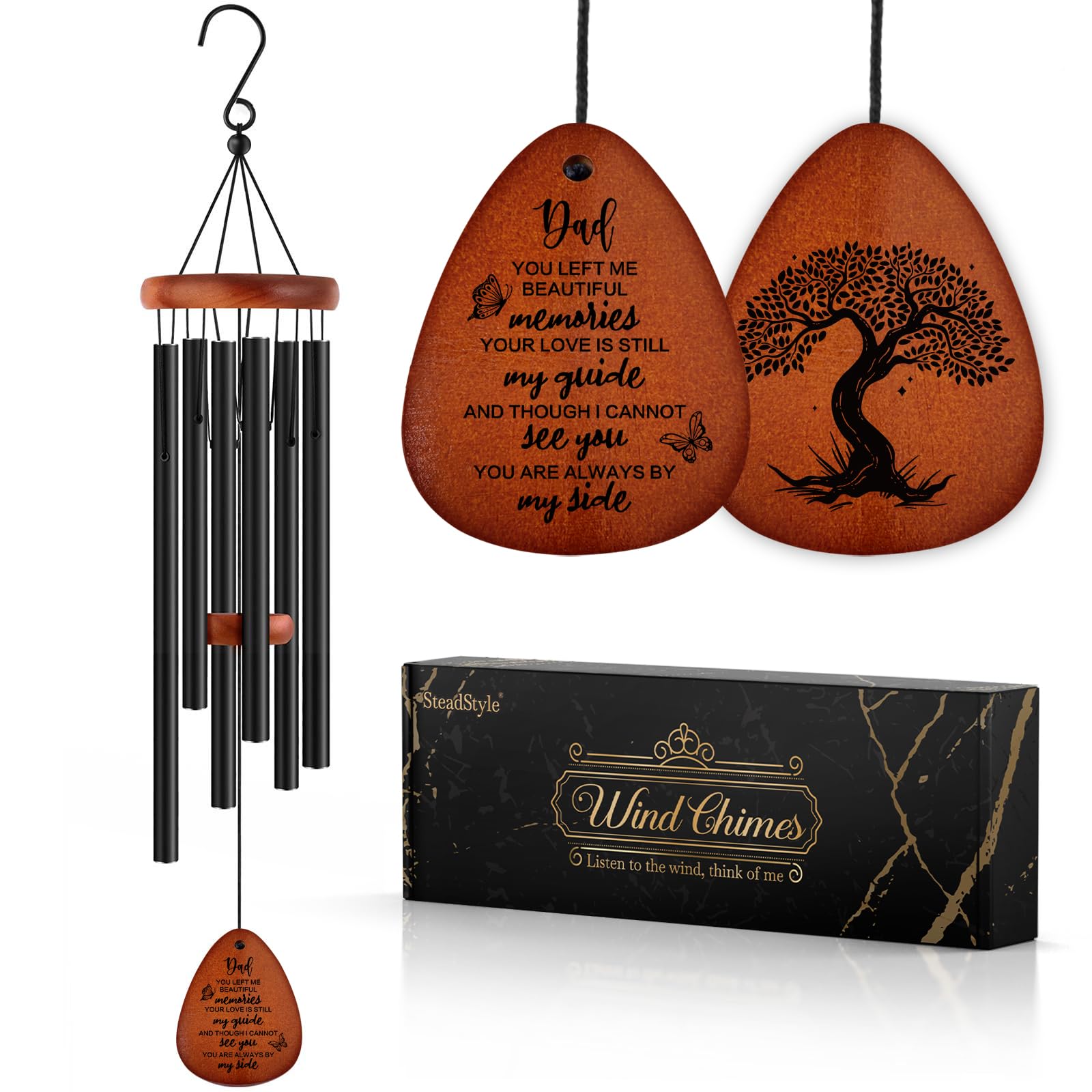Campanelli A Vento Commemorativi Per Papà 81 Cm - Regalo Di Condoglianze Con Scatola E Biglietto - 3