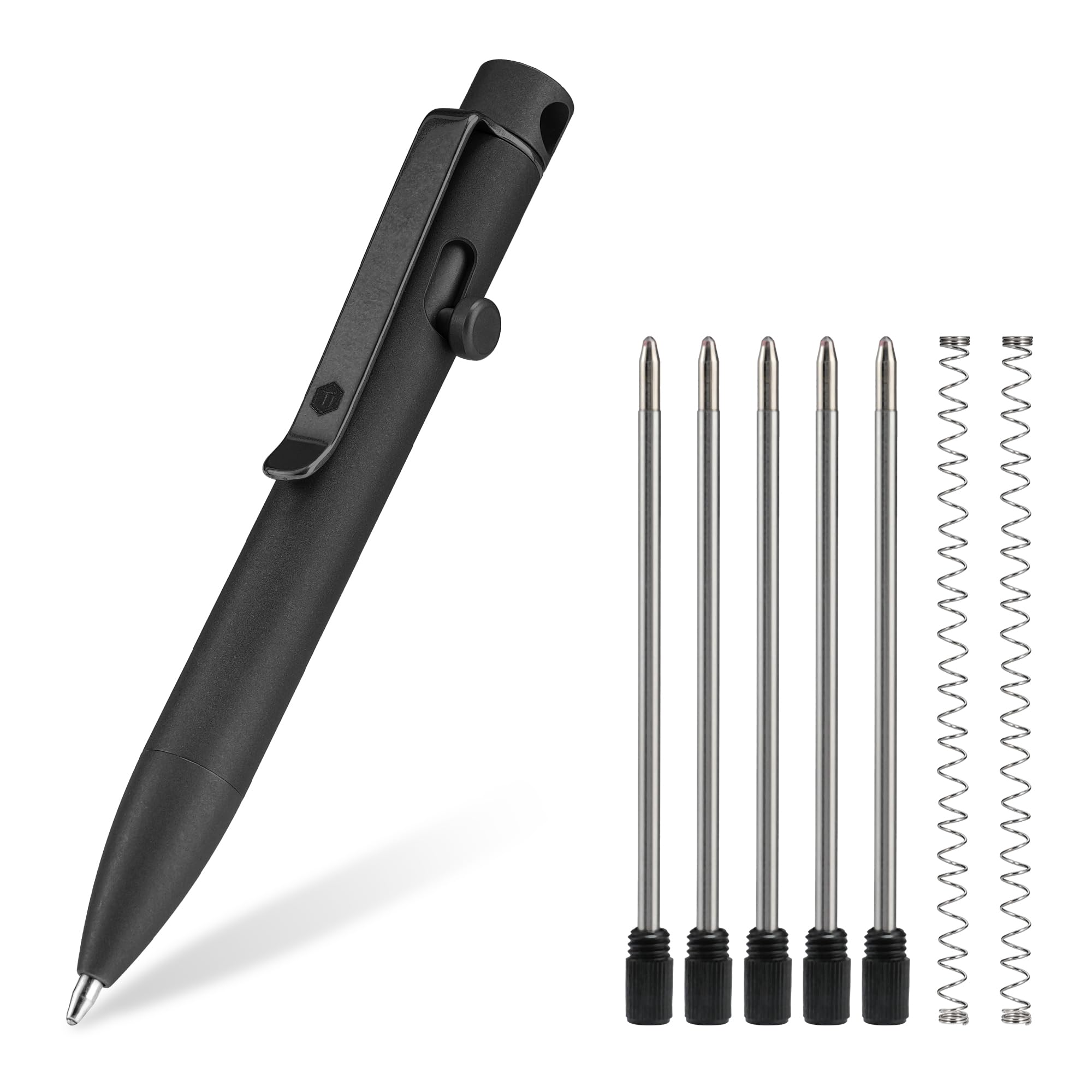 KeyUnity Bolígrafo KP04BK de aleación de titanio con clip, bolígrafo de bolsillo EDC de Metal retráctil para transporte diario