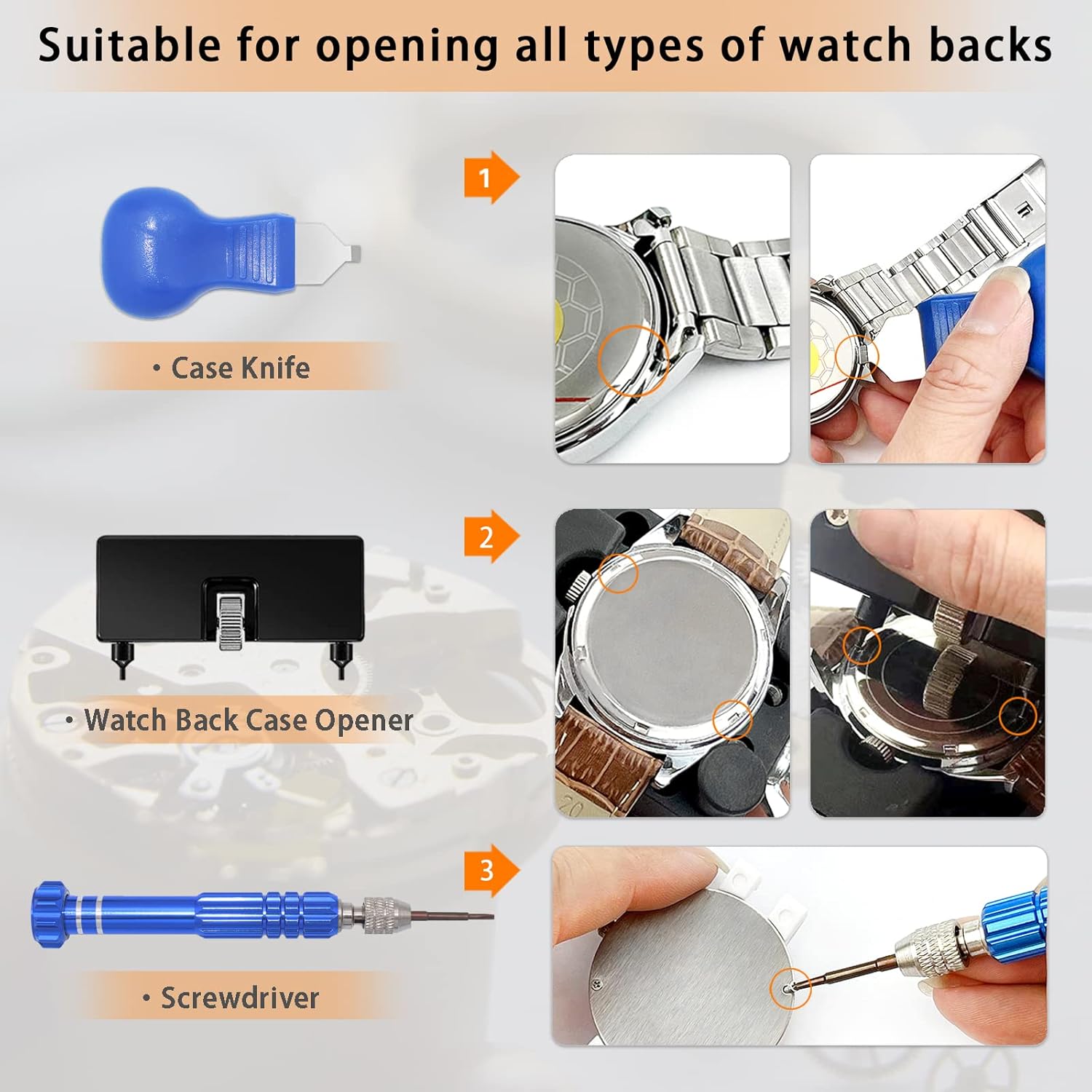 Professional Watch Repair Kit, GLDCAPA Watch Battery Replacement Kit, Watch Repair Tools with Carrying Case, Watch Link Removal Tool Kit, Watch Case Opener, Watch Press Set with 60pcs Watch Battery : Clothing, Shoes & Jewelry