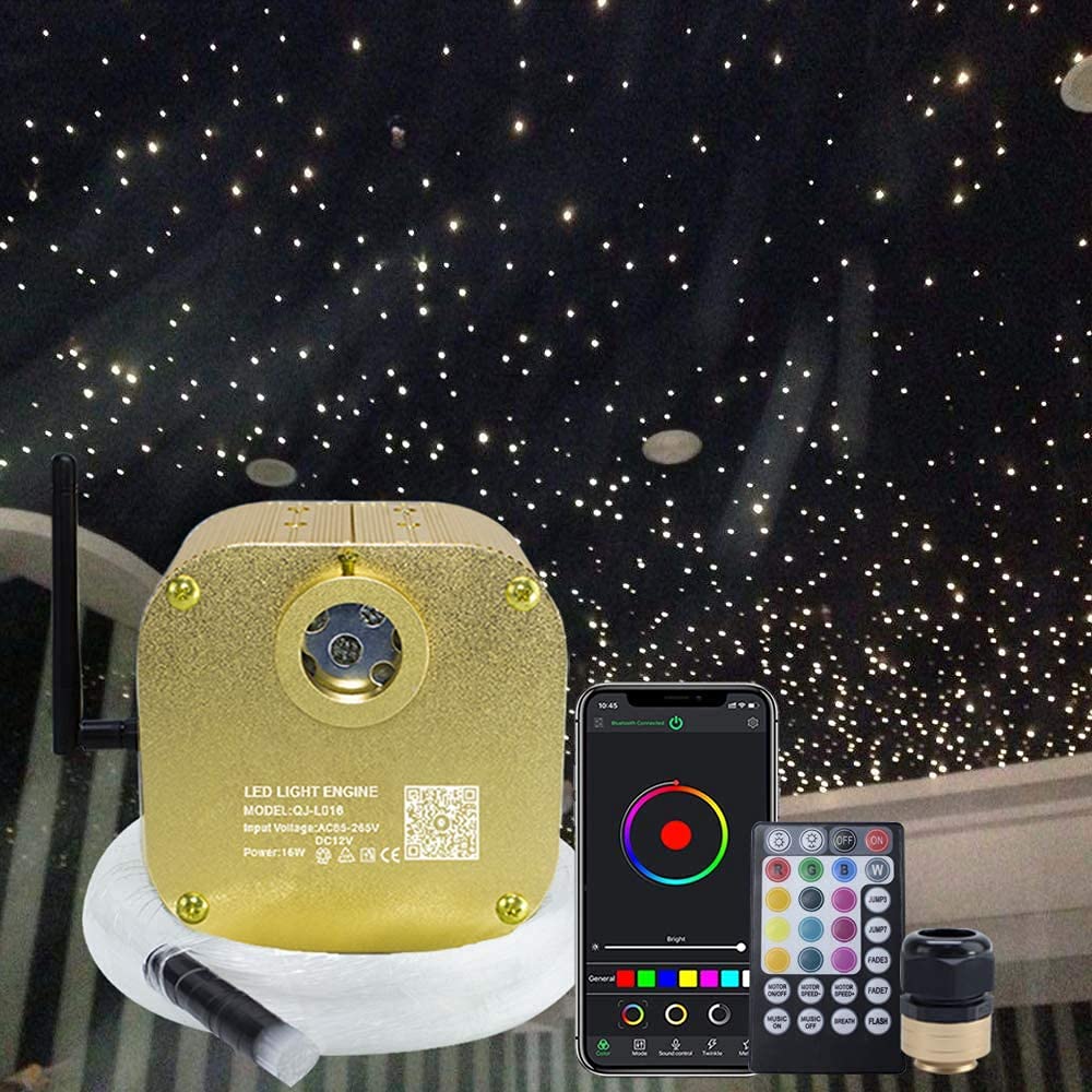 Kit Fibre Optique AKEPO 16W RGBW - 550 Fibres De 4m - Contrôle APP Et Musique - Pour Plafond étoilé Voiture Maison