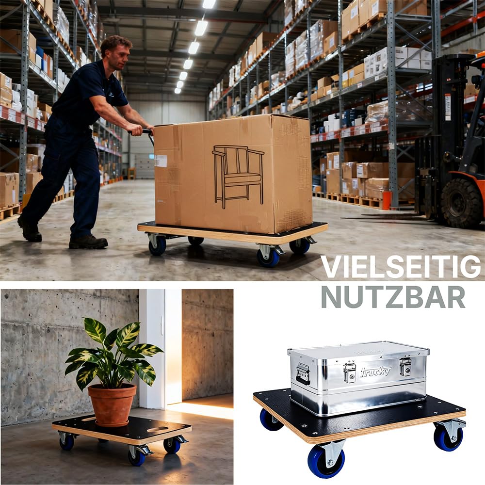 Trucky Rollbrett 33 x 50 cm Transportroller 500 kg Möbelroller mit 4 Rollen Rollwagen Transportwagen für Möbel Transport