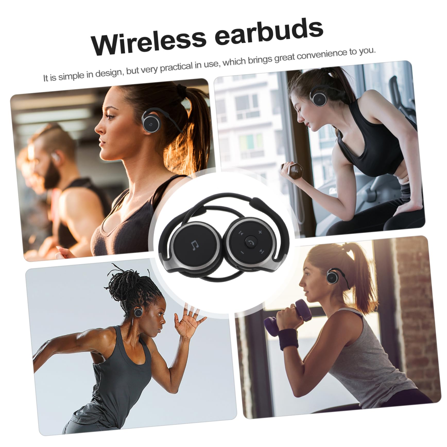 NUOBESTY Auricolare Wireless Sportivo Gancio per Orecchio, Leggero e Comodo Occhiali, per Palestra e Backpacking, Nero, Versione 4.1