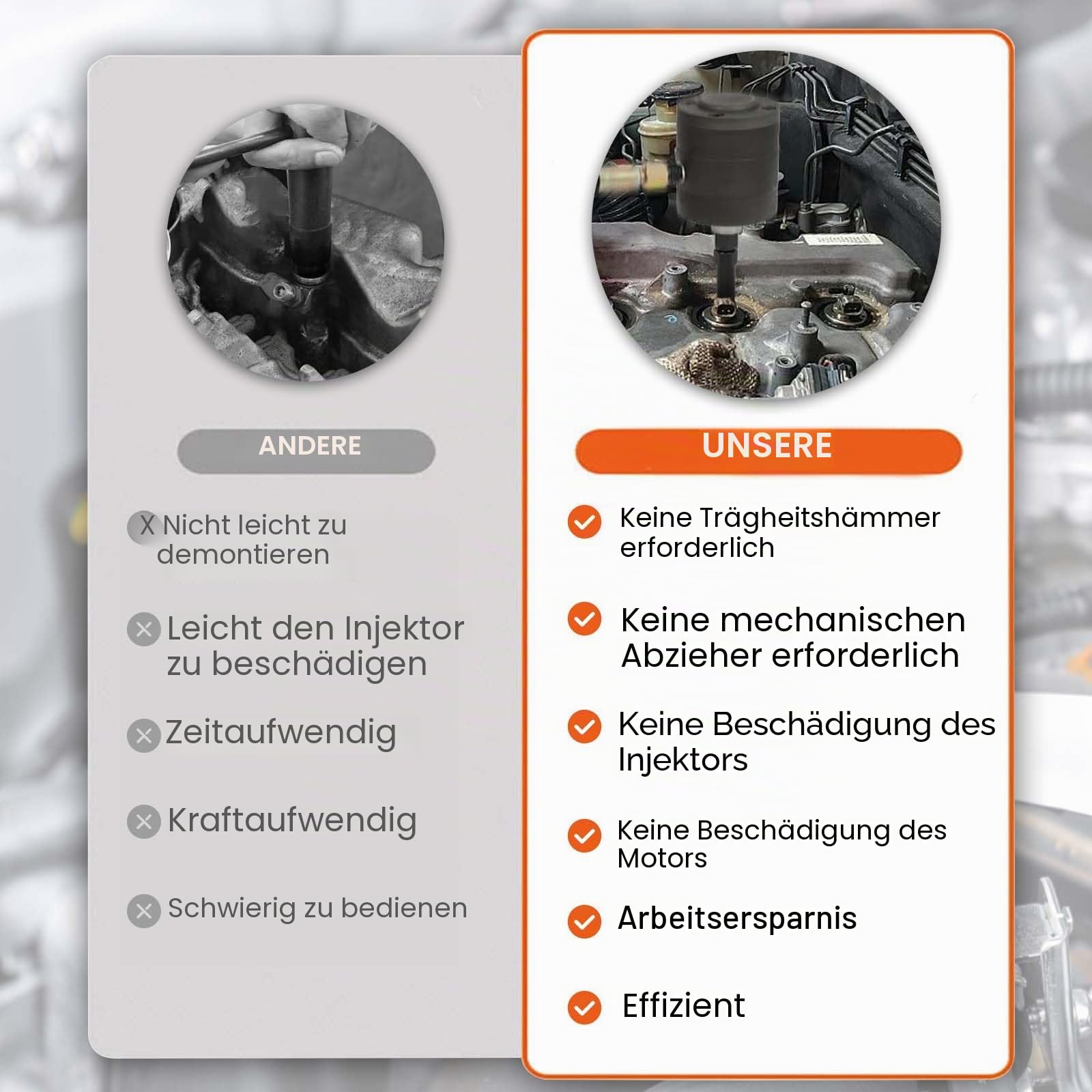Abzieher Werkzeug, 24 Stck Pneumatischer Injektorabzieher Diesel-Pneumatischer Injektorabziehersatz Arbeitssparendes Dieselinjektor Entfernungswerkzeug für Dieselmotoren Injektorabzieher Mit Adaptern