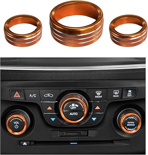 Miniatura 7 de 3 piezas de cubierta de botón de interruptor de aire acondicionado, anillos de aleación de aluminio compatibles con Dodge Challenger Durango