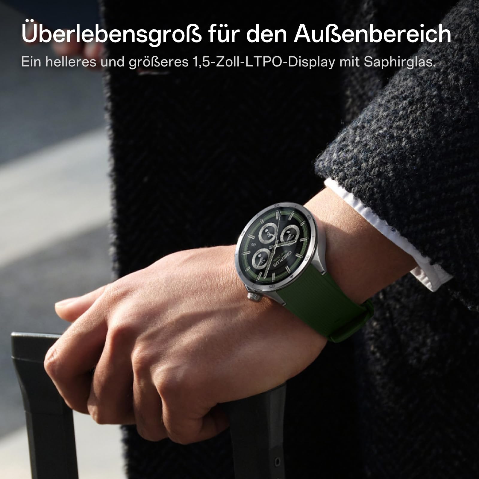 OnePlus Montre Connectée Watch 3, Bracelet 22 mm, Écran LTPO 1,5", Charge Rapide, Autonomie 120 Heures, 100 Modes Sport, Suivi GPS Double Fréquence, Bilan Santé 60 Secondes, Titane Émeraude