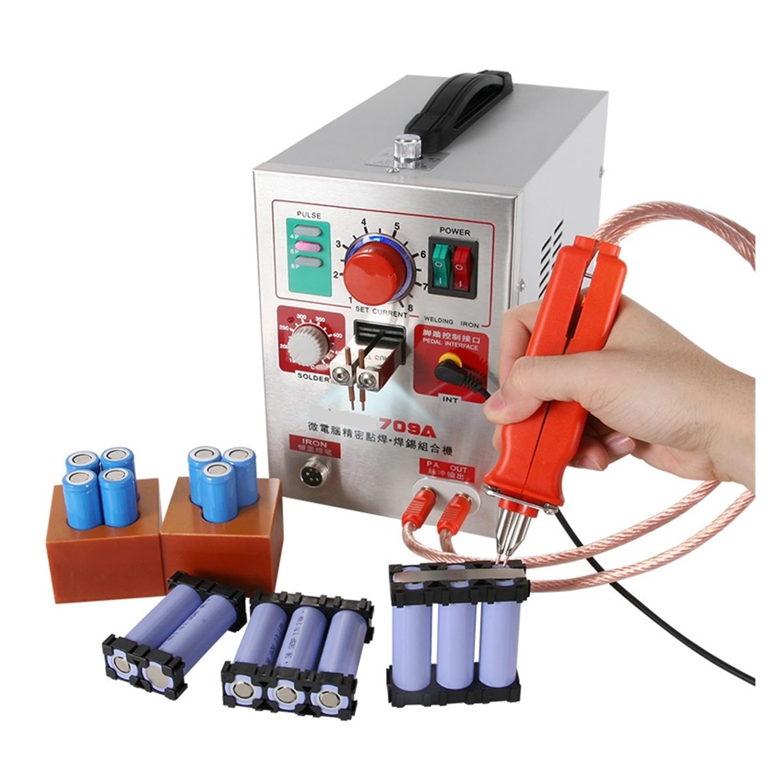 Soldador Por Puntos 709A, Máquina De Soldadura En Punto Pulso 1,9 KW For Batería Litio, Con Bolígrafo Remoto Gran Rendimiento De Soldadura
