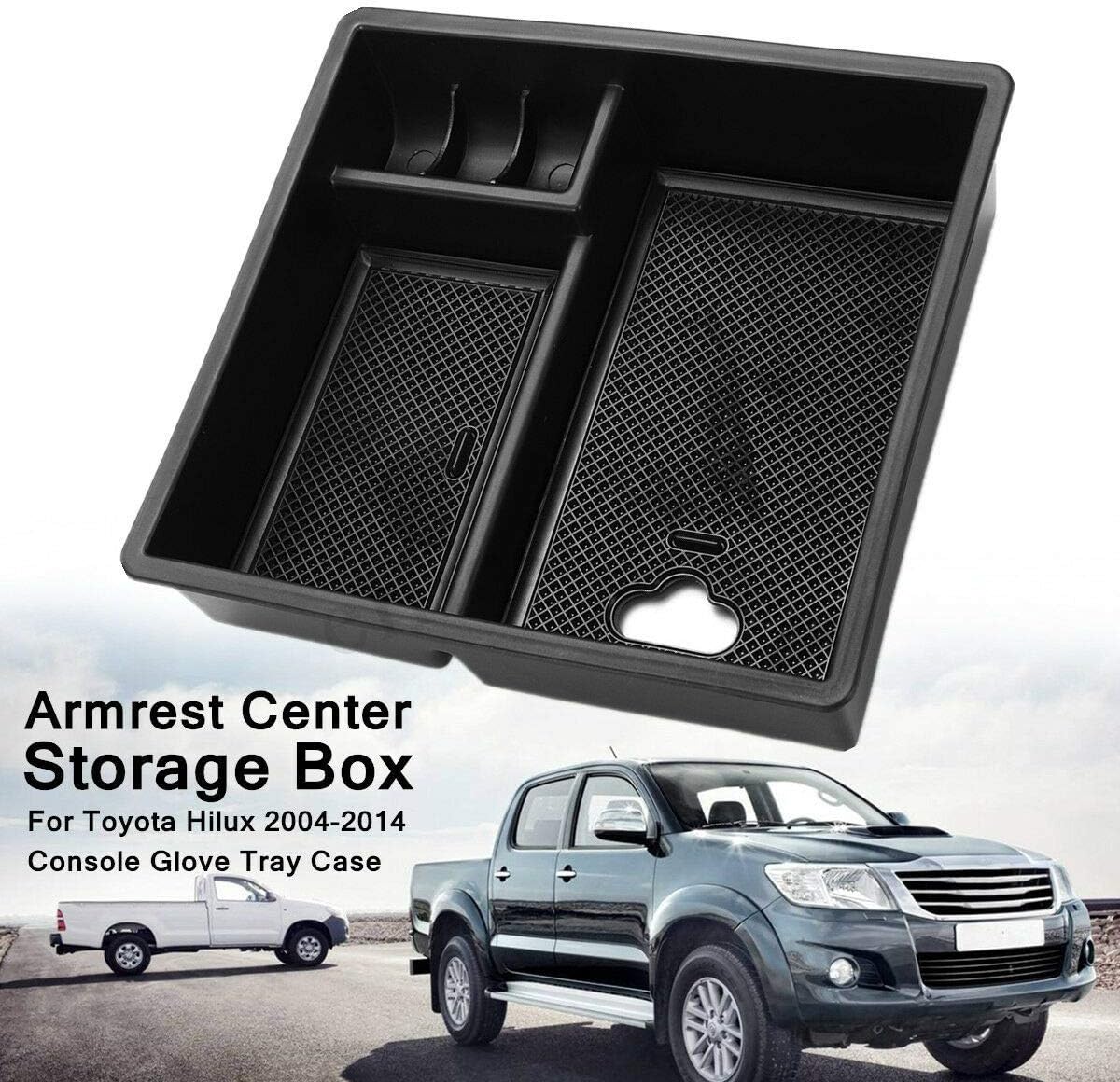 Anyutai Car Storage Box Multifunction,Auto Center Console Organizer Tray Armrest Container Fit for Toyota Hilux 2004-2014