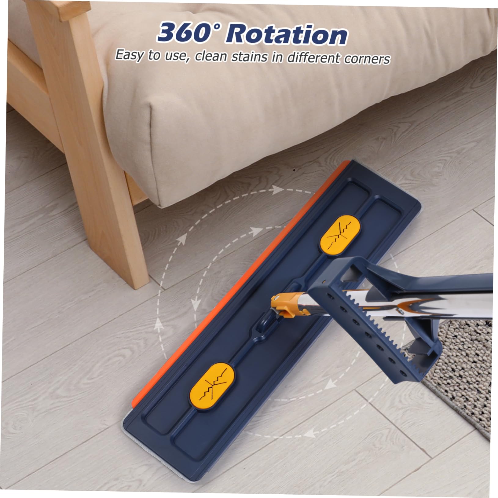 ERINGOGO Trapeador para Limpieza de Pisos Rotación 360 Grados y Paños de Microfibra, Fregona Plana de Aleación y PVC para Limpieza en Seco y Húmedo