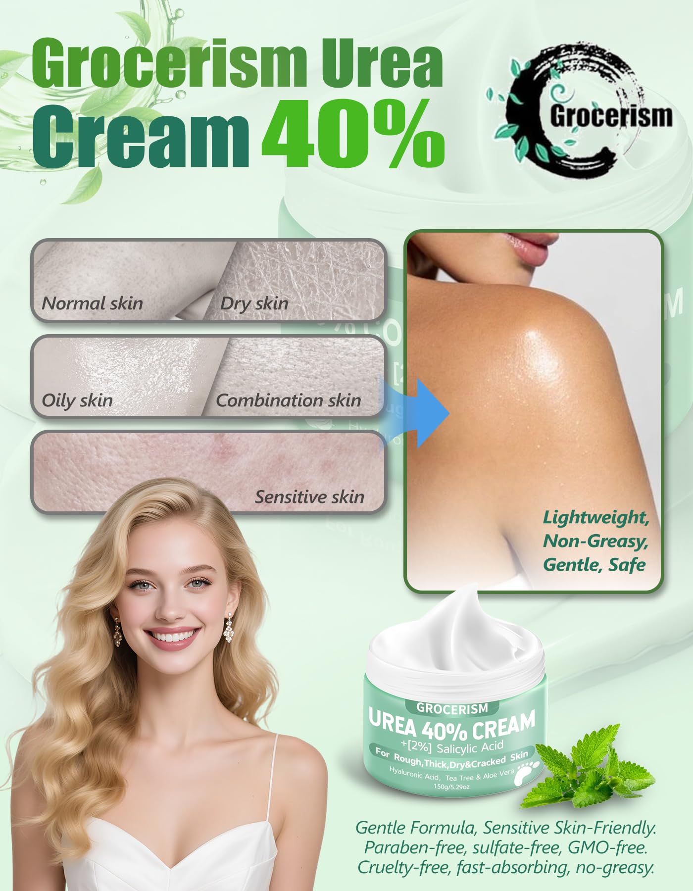 Crema Piedi Urea 40% 150g || Crema Piedi e Mani Con Acido Ialuronico, Tea Tree, Aloe Vera – Idratazione Profonda, Calli-40% 150g