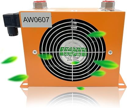 AJ0607T-CA 12VDC 48W Hydraulic Oil Cooler with Fan Hydraulic Air Cooler 20L/min Air-cooled Oil Radiator Heat Exchanger Replace # AW0607T-CA AJ0607T AW0607T
