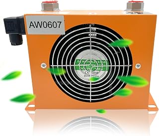 AJ0607T-CA 12VDC 48W Hydraulic Oil Cooler with Fan Hydraulic Air Cooler 20L/min Air-cooled Oil Radiator Heat Exchanger Replace # AW0607T-CA AJ0607T AW0607T