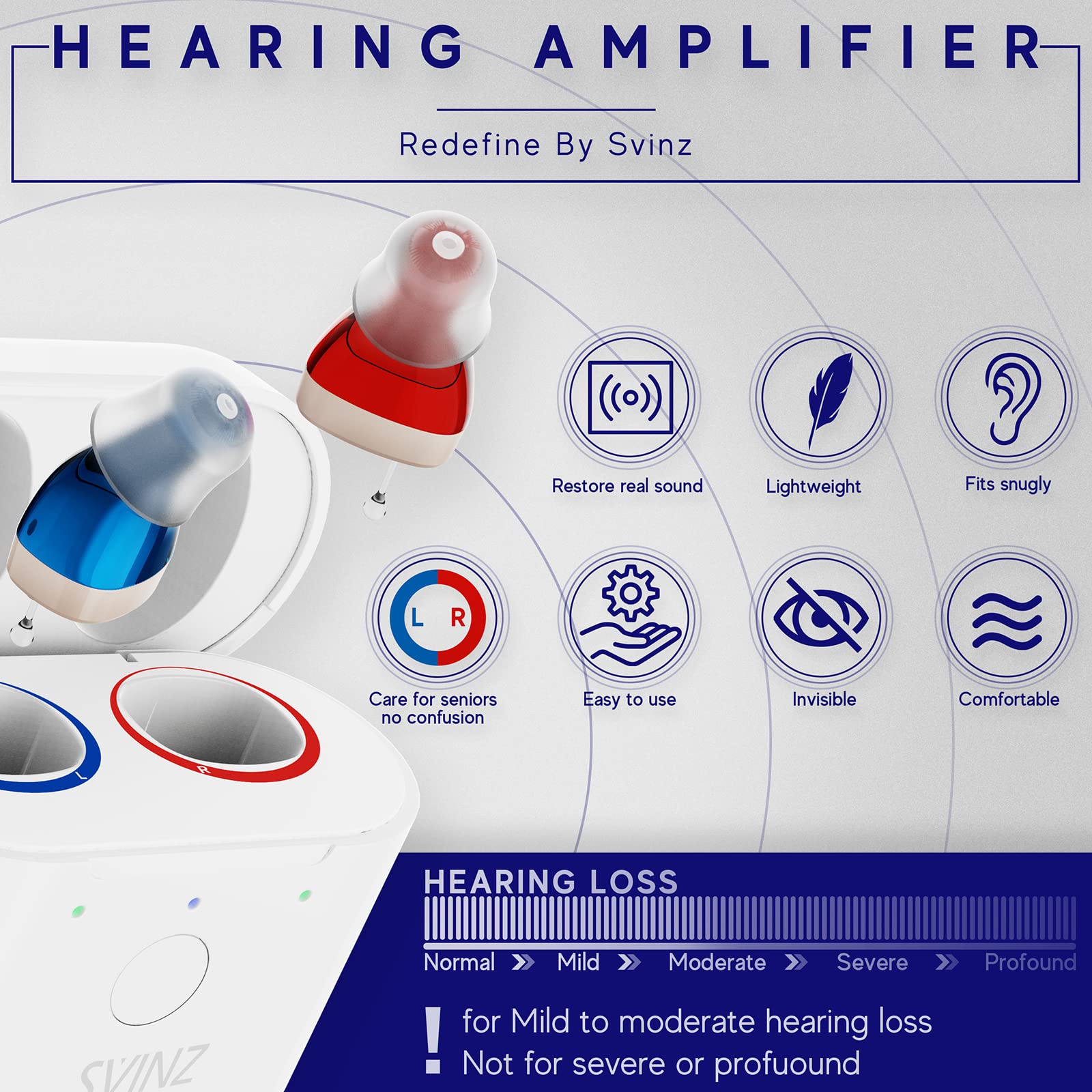 SVINZ Hearing Aids for Seniors, Rechargeable Hearing Amplifier, Nano