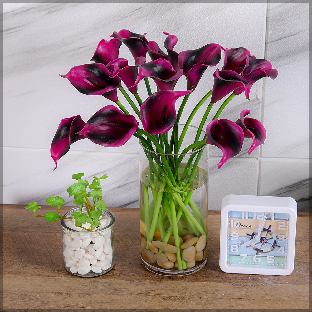 YAHOME Pack of 2 Bunch Artificial Flowers Fake Mini Calla Lily Faux Flower Lily Flower For Wedding Bridal Bouquet Arrangement Home Garden Office Decor (D-Purple)