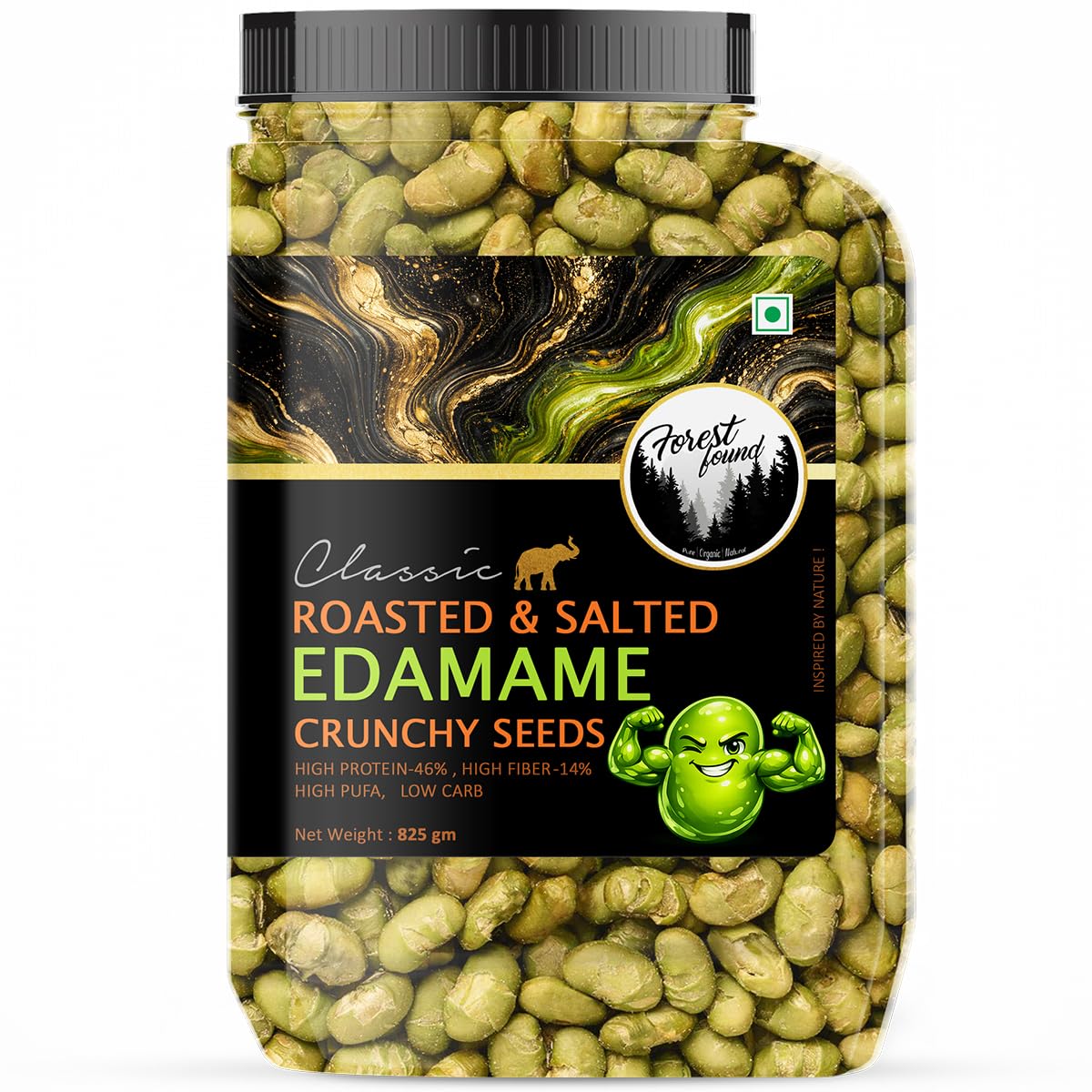 Forest Found Roasted Salted Edamame (825g) | Protein (46%) & Fiber (14%) | Oil-Free, Vacuum Roasted Crunchy Green Soybeans | Healthy Low Carb, Plant-Based Snack | Young Green Soybeans discount deal