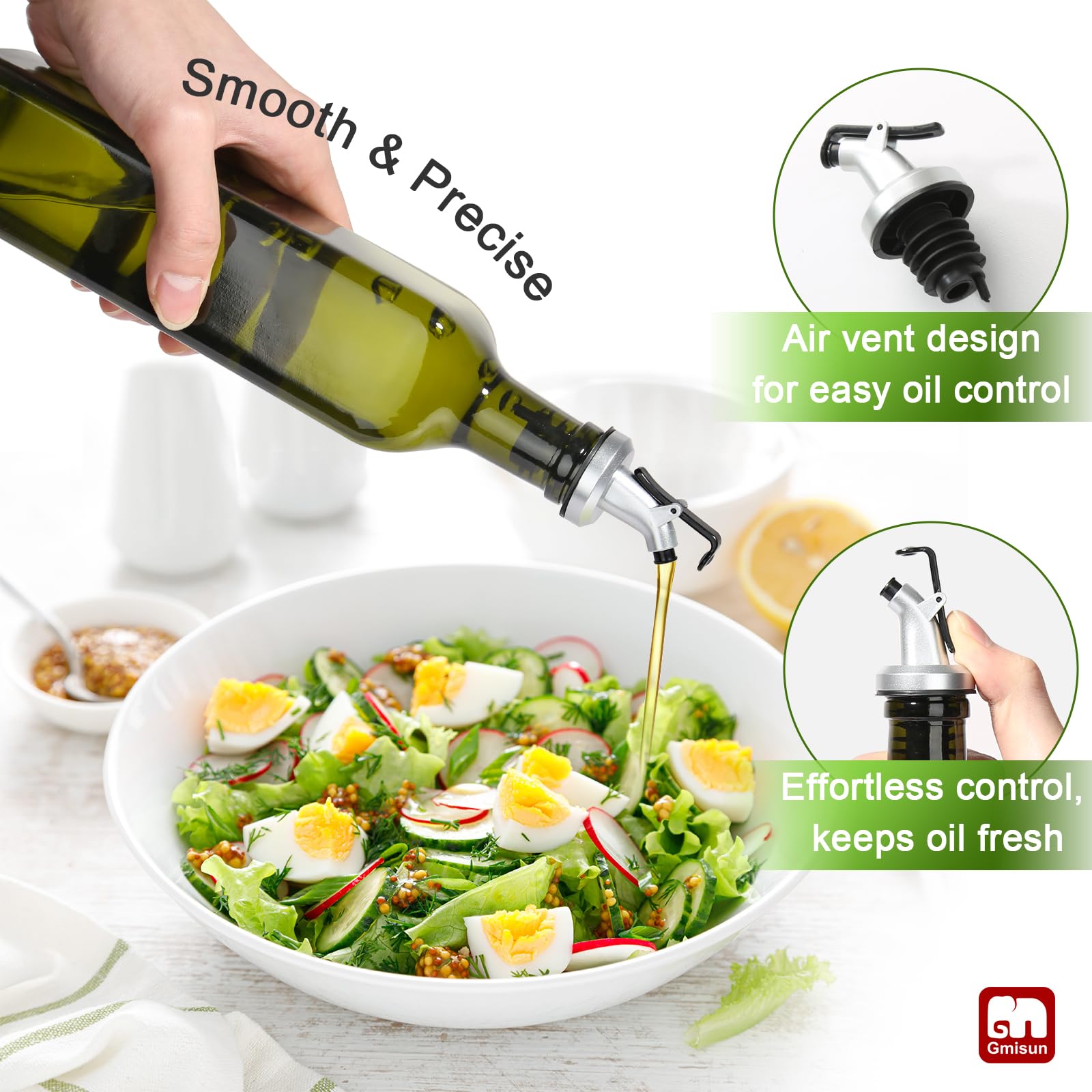 GMISUN Botella dispensadora de aceite de oliva, dispensador de aceite de oliva de 17 onzas, botella de aceite de oliva, 1 paquete, dispensador de aceite para cocina, dispensador de aceite de vidrio,