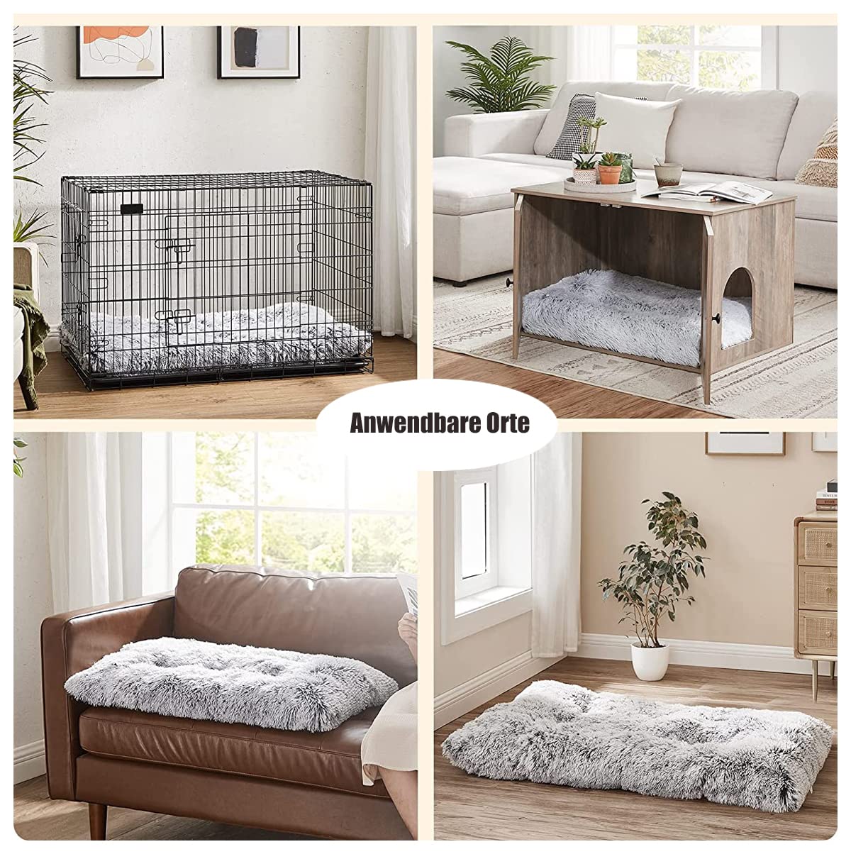 Yuly Coussin Anti Stress pour Chien, Panier XL 109x72cm, Lit Moelleux Rond Apaisant, Puppy Love Canapé pour Animaux, Lavable