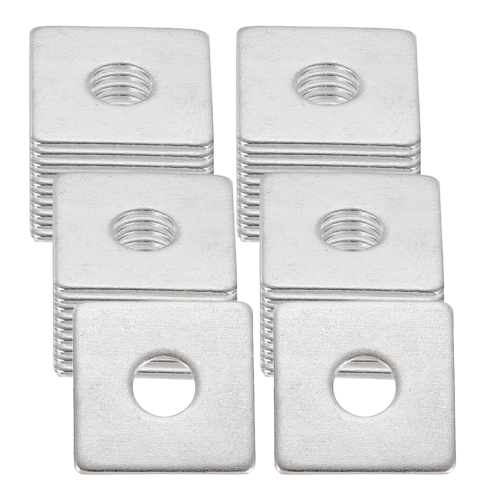 sourcing map 40 Pcs Flat Square Plate Washer, 5x16x1mm (IDxODxTHK),Silver