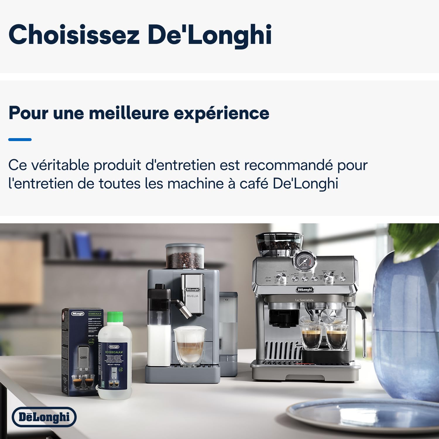 De'Longhi EcoDecalk DLSC502 Détartrant pour Cafetières Expresso Broyeur 2 x 500 ml