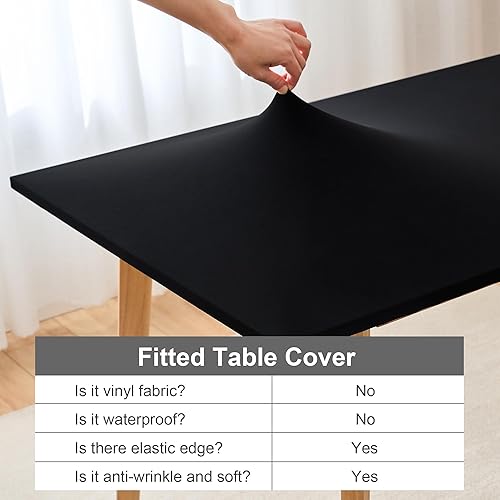 Miniatura 84 de eeivs Mantel cuadrado azul ajustable de elastano elástico con borde elástico, mantel de mesa para el hogar, cocina, comedor, 34 x 34 pulgadas